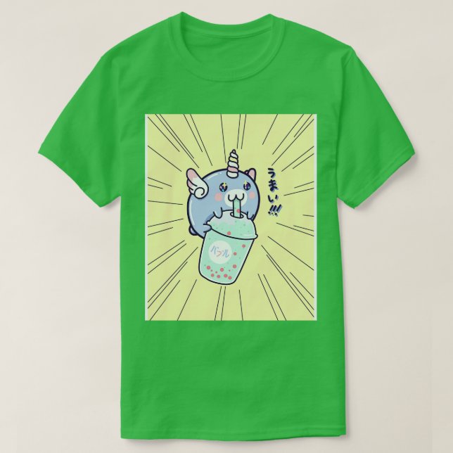 Camiseta Kawaii Unicorn Boba Tea (Frente do Design)