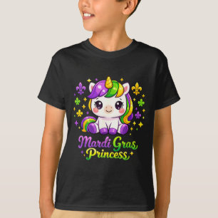 Camiseta Kawaii Unicorn Mardi Gras Princesa Unicórnio Terça