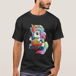 Camiseta Kawaii Unicorn Ramen Japonês Anime de Noodle Unico