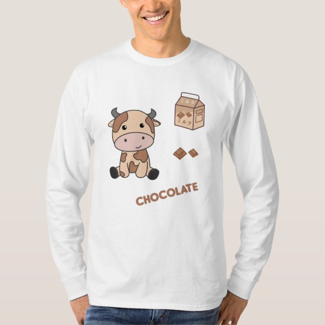 Camiseta Kawaii - Vaca Retrora de Chocolate Japonês (Frente)