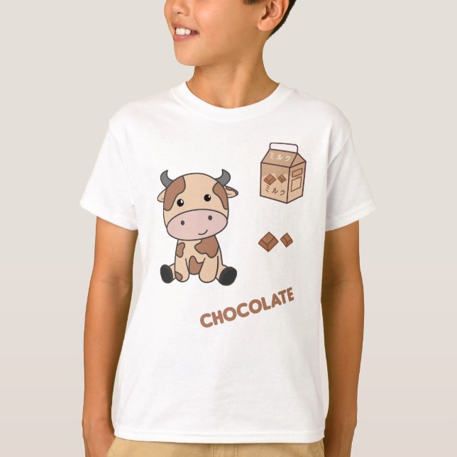 Camiseta Kawaii - Vaca Retrora de Chocolate Japonês (Frente)