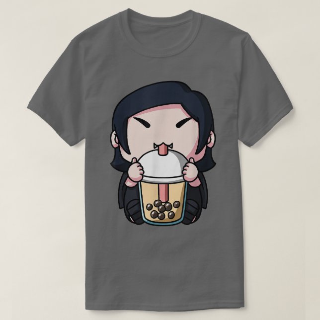 Camiseta Kawaii Vampire Halloween Boba Milk Tea Bubble Tea  (Frente do Design)