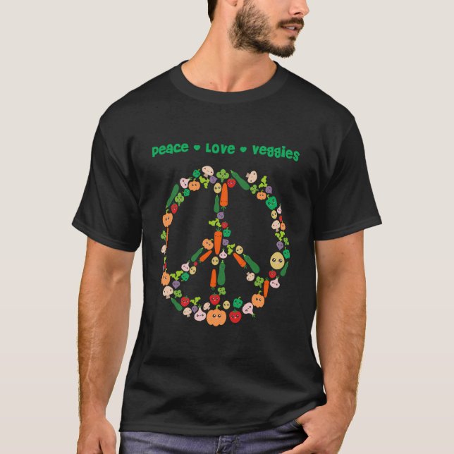 Camiseta Kawaii Vegetables Sinal De Paz Engraçado Presente  (Frente)