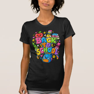 Camiseta Kawaii Volta às Aulas Cartoon Diversão
