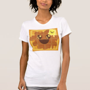 Camiseta kawaii waffle manteiga xarope de bordo café da man