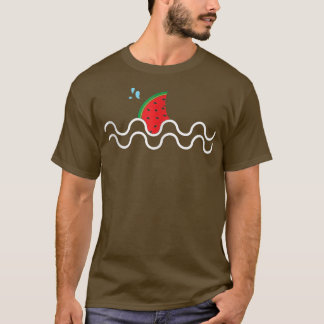 Camiseta Kawaii Watermelon Shark Fin Tropical Fruta Verão