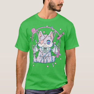 Camiseta Kawaii Witchy Cat Cute Pastel Gótico Creepy Yami K