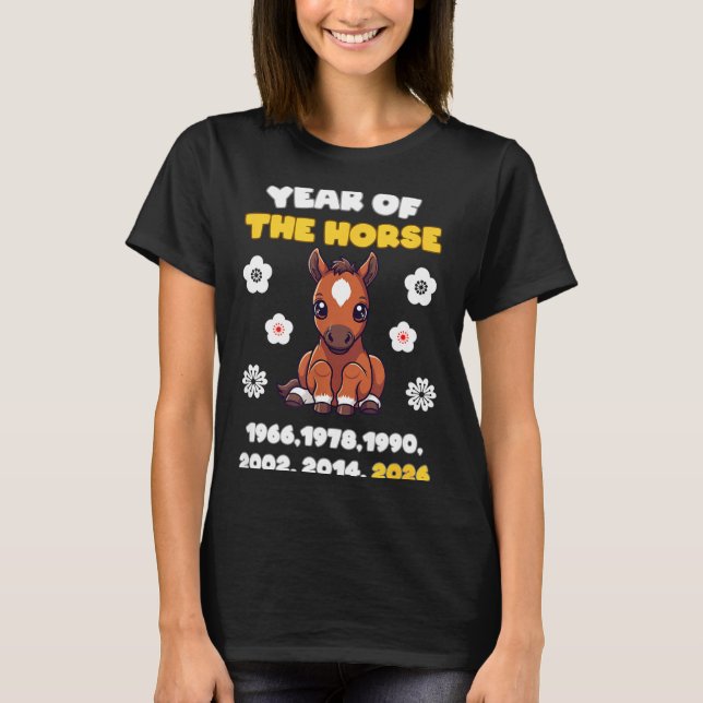 Camiseta Kawaii Year Of Horse Chinese Zodiac 2026 Animal  (Frente)