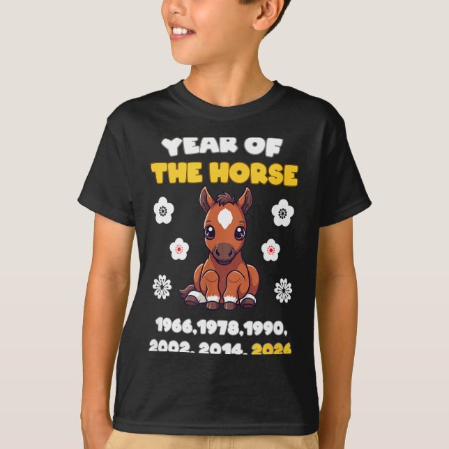 Camiseta Kawaii Year Of Horse Chinese Zodiac 2026 Animal  (Frente)