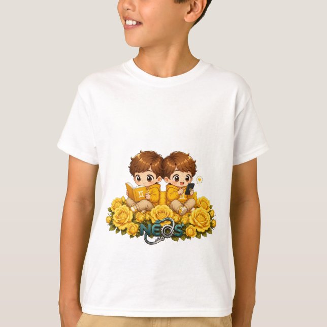 Camiseta Kawaii Zodíaco Neos Gêmeos (Frente)