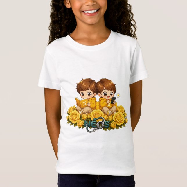 Camiseta Kawaii Zodíaco Neos Gêmeos (Frente)