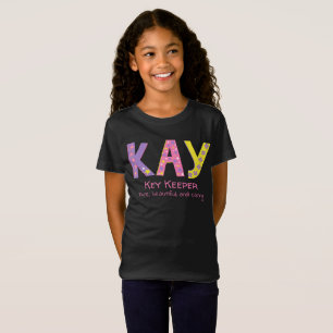 Camiseta Kay name que significa rosas estrelas de flores a