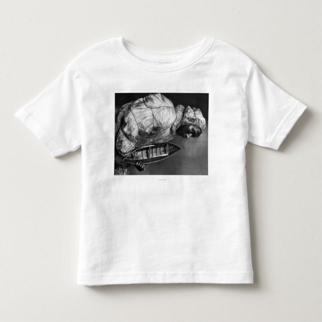 Camiseta Kayaker que veste a jaqueta impermeável com barco (Frente)