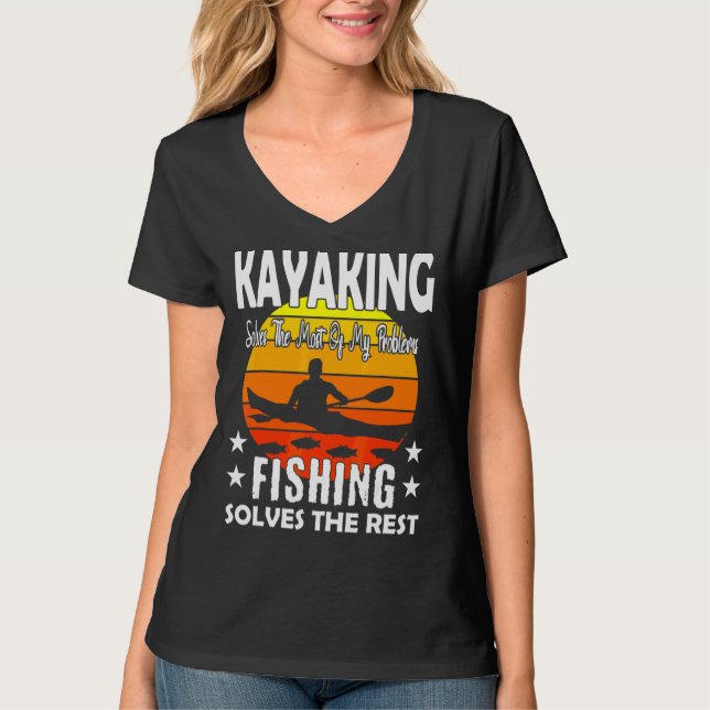 Camiseta Kayaking Resolve A Maioria Dos Meus Problemas Pesc (Frente)