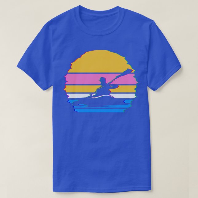 Camiseta Kayaking Vaporwave Silhouette Canoeing Canoagem de (Frente do Design)
