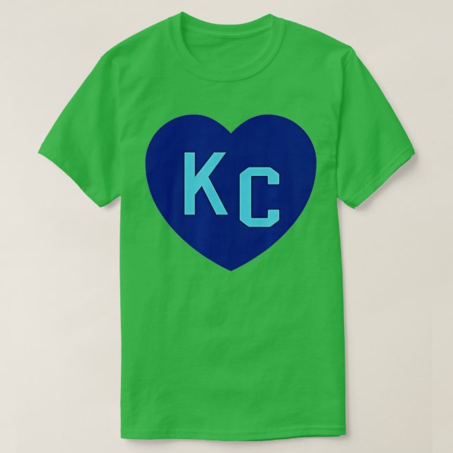 Camiseta KC Heart KC (Kansas City) KC Love KC Powder Blue K (Frente do Design)