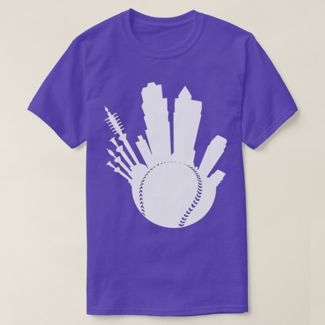 Camiseta KC Kansas City Baseball Building Skyline Royal Bl (Frente do Design)