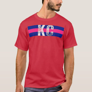 Camiseta KC Kansas City Pink  Blue Horizontal Stripes Kansa