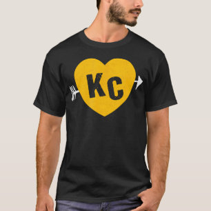 Camiseta Kc Red Yellow Heart Arrow Kc Kansas City 2 Lette