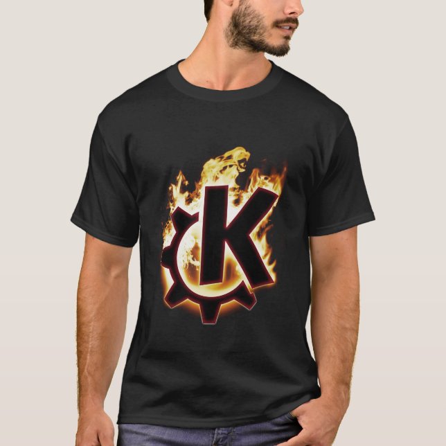 Camiseta KDE de queimadura Linux (Frente)