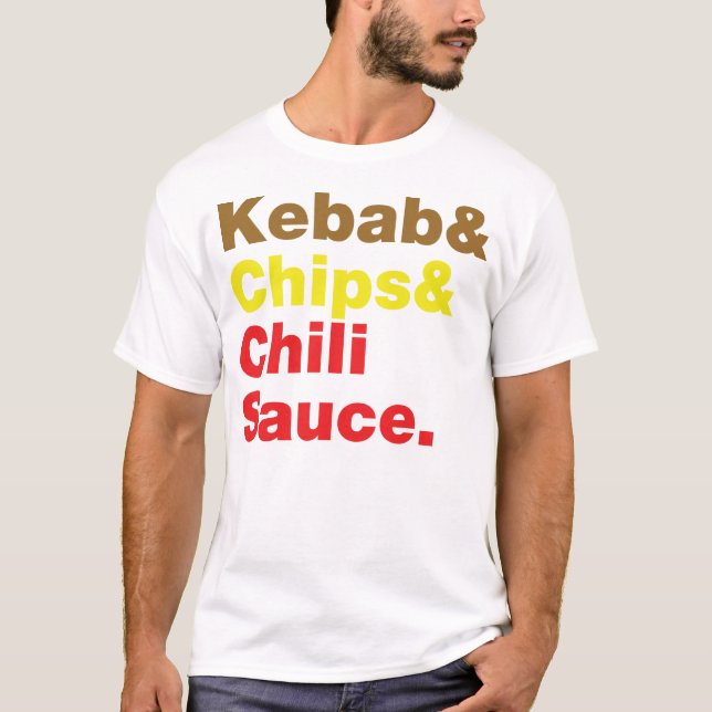 Camiseta Kebab e Chips e Molho Chili. (Frente)