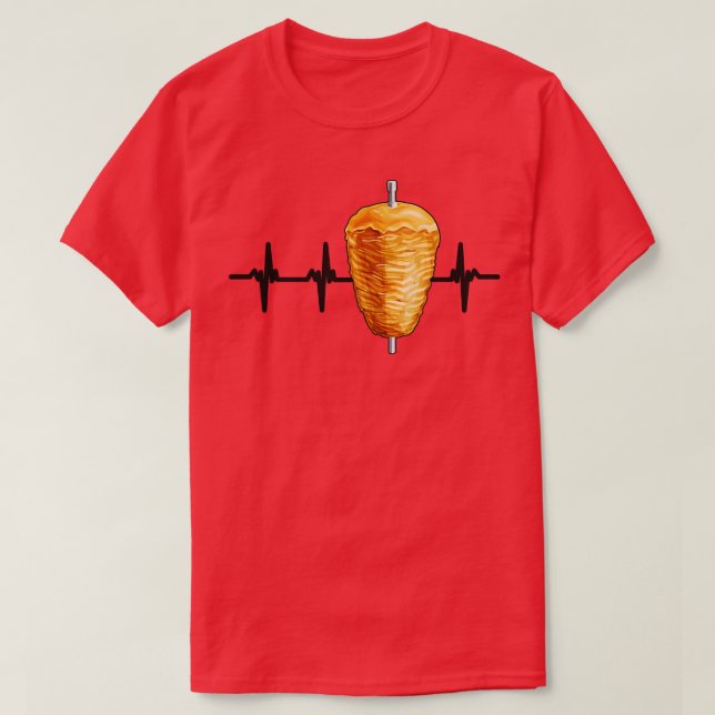 Camiseta Kebab Heartbeat Pulse Comida Turca (Frente do Design)