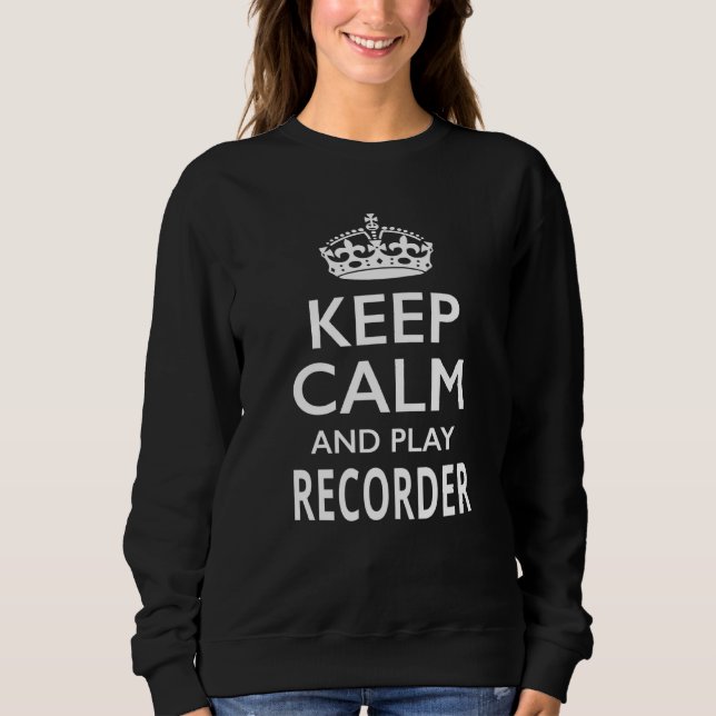 Camiseta Keep Calm and Play Recorder Musical Instrument (Frente)