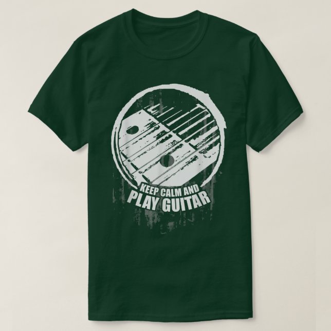 Camiseta Keep Calm Play Guitar Ukulele Plectron Musician Re (Frente do Design)