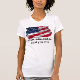 Camiseta keep calm quote and vibrant american flag