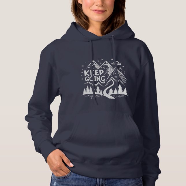 Camiseta Keep Going Mountain Hoodie – Hand-Drawn Geometric2 (Frente)