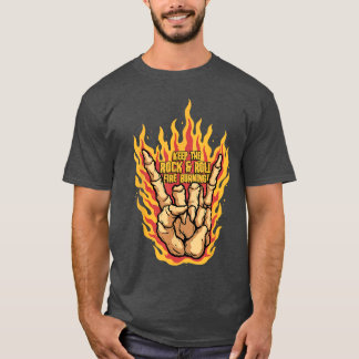 Camiseta Keep the Rock and Roll Skeleton Hand Rock Sign Pun