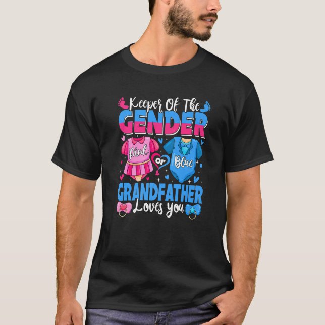Camiseta Keeper Of Gender Grandfather Loves You Pink Or Blu (Frente)