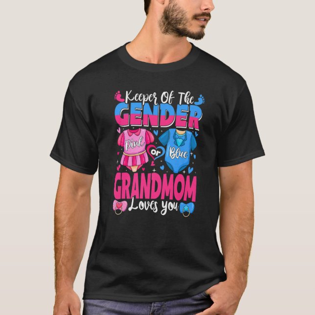 Camiseta Keeper Of Gender Grandmom Loves You Pink Or Blue B (Frente)