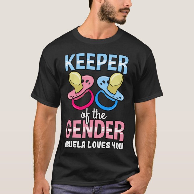 Camiseta Keeper Of The Gender Abuela Loves You Baby Shower  (Frente)