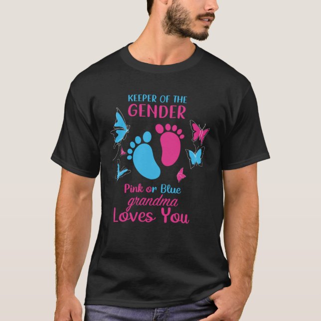 Camiseta Keeper Of The Gender Pink Or Blue Grandma Loves Yo (Frente)