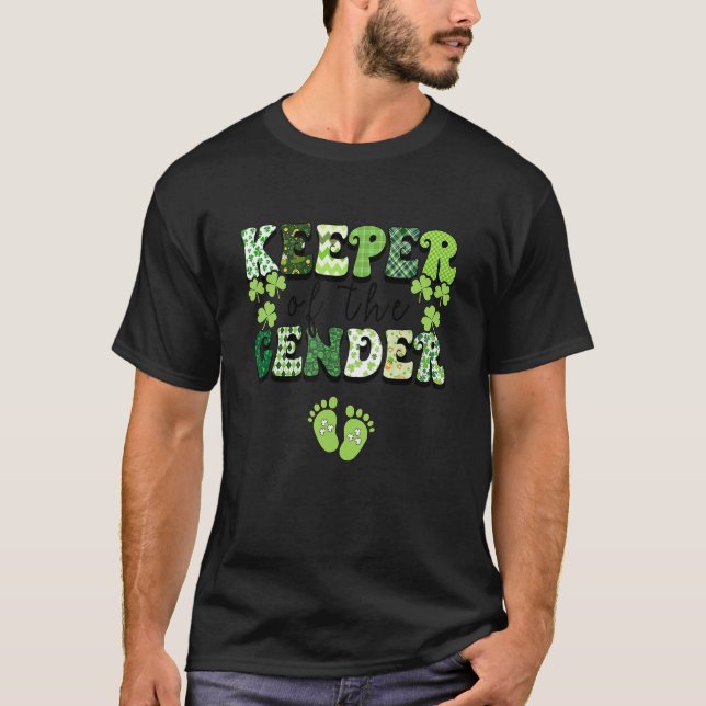 Camiseta Keeper Of The Gender Reveal Baby Pregnancy St Patr (Frente)