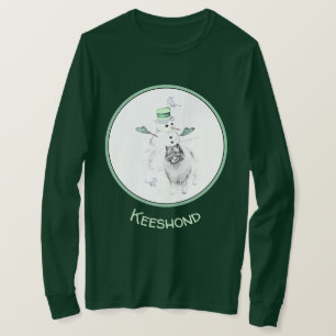 Camiseta Keeshond Christmas Snowman Pinting Art