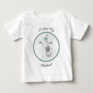 Camiseta Keeshond Christmas Snowman Pinting Art