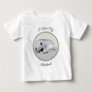 Camiseta Keeshond Dormindo Puppy Pintura Original