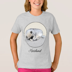 Camiseta Keeshond Dormindo Puppy Pintura Original