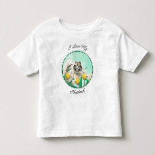 Camiseta Keeshond em Tulips pintando lindas artes caninas o