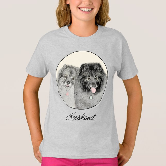 Camiseta Keeshond Graphics Keeshond Mãe e Filho (Frente)