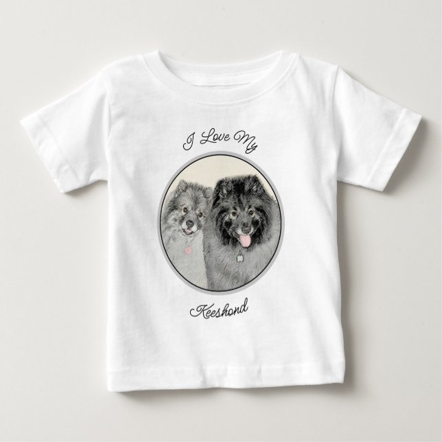 Camiseta Keeshond Graphics Keeshond Mãe e Filho (Frente)