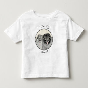 Camiseta Keeshond Graphics Keeshond Mãe e Filho