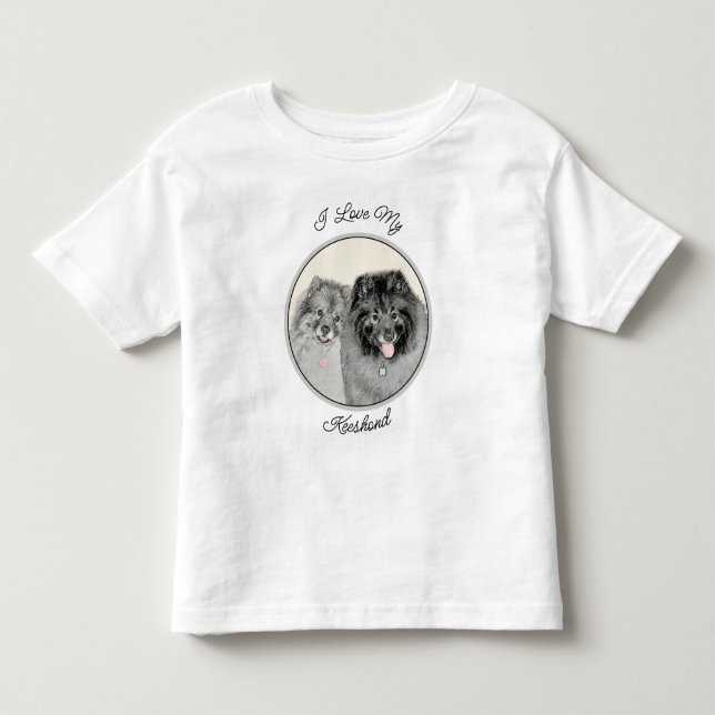 Camiseta Keeshond Graphics Keeshond Mãe e Filho (Frente)