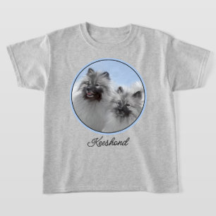 Camiseta Keeshond Pair de Kees pintando Arte Animal Origina