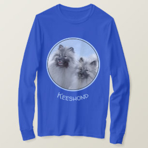 Camiseta Keeshond Pair de Kees pintando Arte Animal Origina
