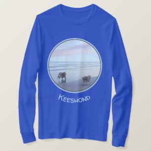 Camiseta Keeshonds na Arte de Cão de Pintura em Seashore