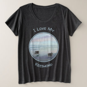 Camiseta Keeshonds na Arte de Cão de Pintura em Seashore