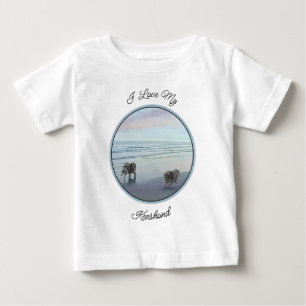 Camiseta Keeshonds na Arte de Cão de Pintura em Seashore